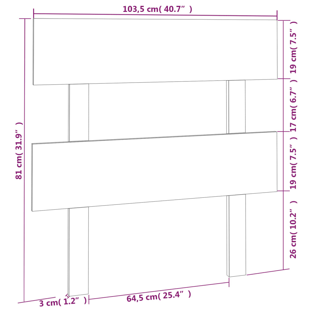 vidaXL Горна табла за легло, 103,5x3x81 см, бор масив