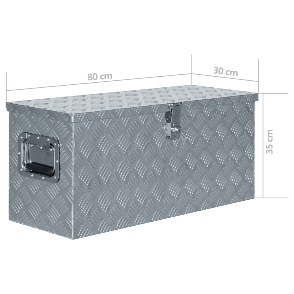 vidaXL Алуминиева кутия, 80x30x35 см, сребриста