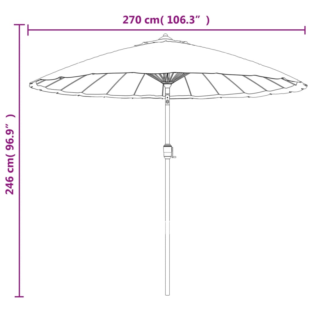 vidaXL Градински чадър с алуминиев прът, 270 см, зелен