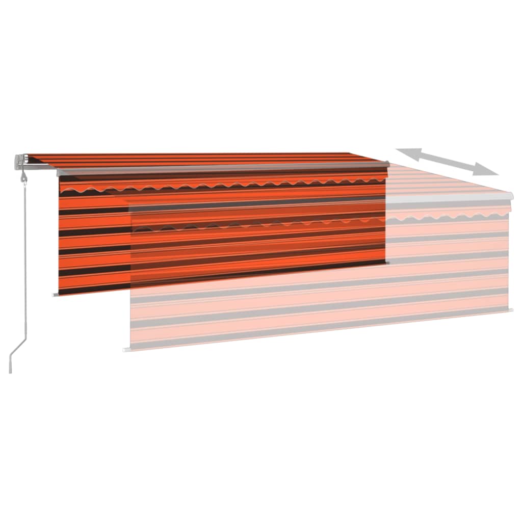 vidaXL Автоматична тента с щора LED и сензор за вятър 4x3 м оранжева