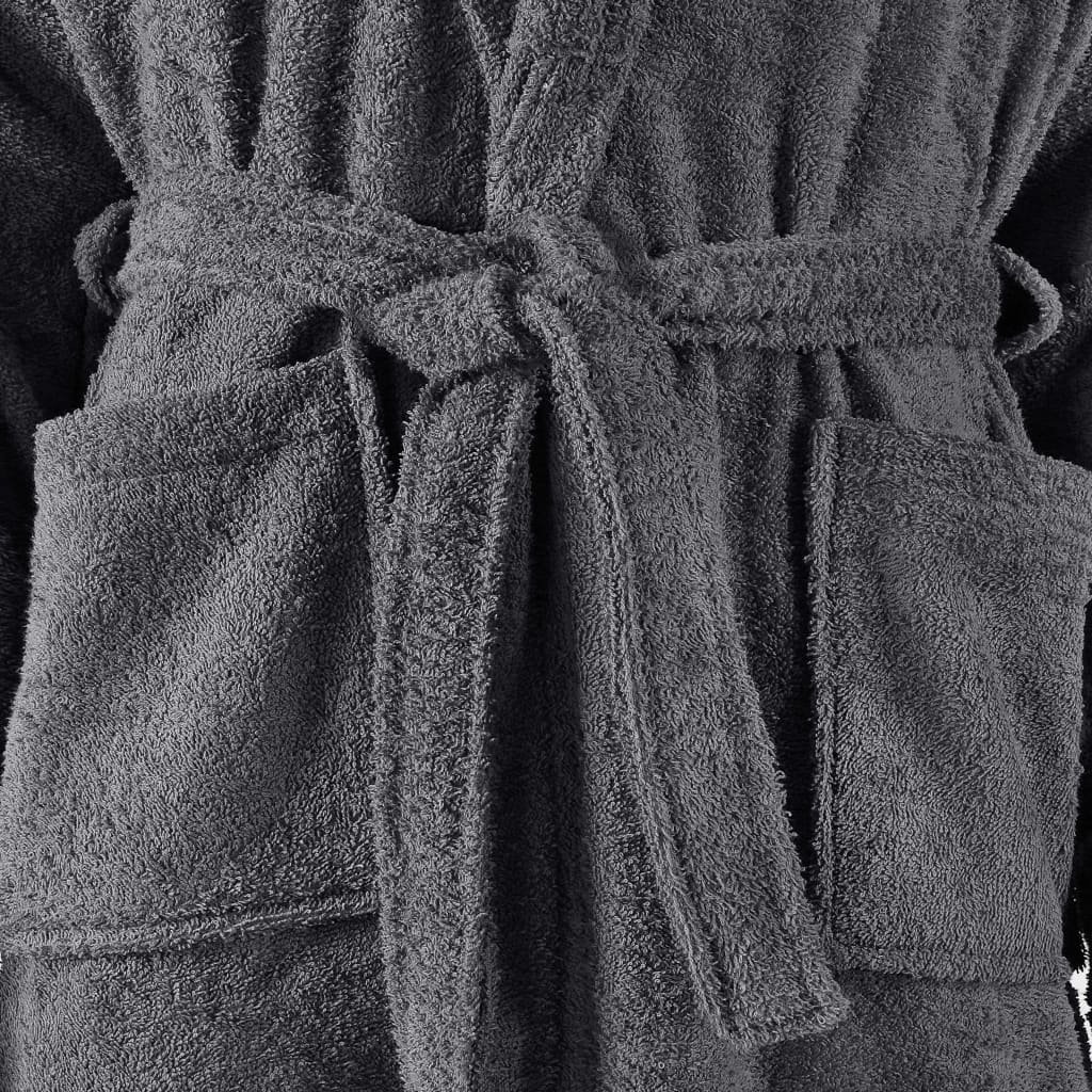 vidaXL Хавлиен халат за баня унисекс 100% памук антрацит размер L