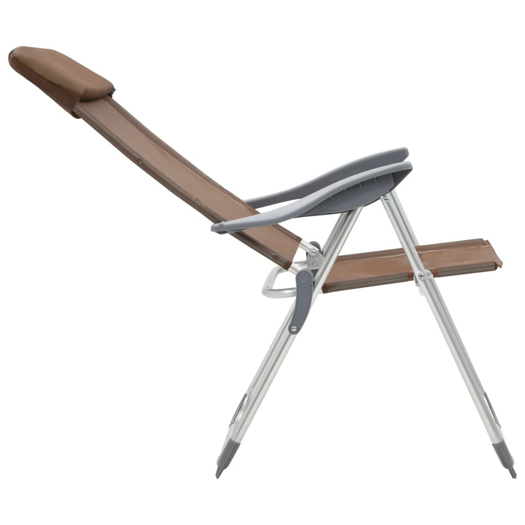 vidaXL Сгъваеми къмпинг столове, 4 бр, кафяви, алуминий