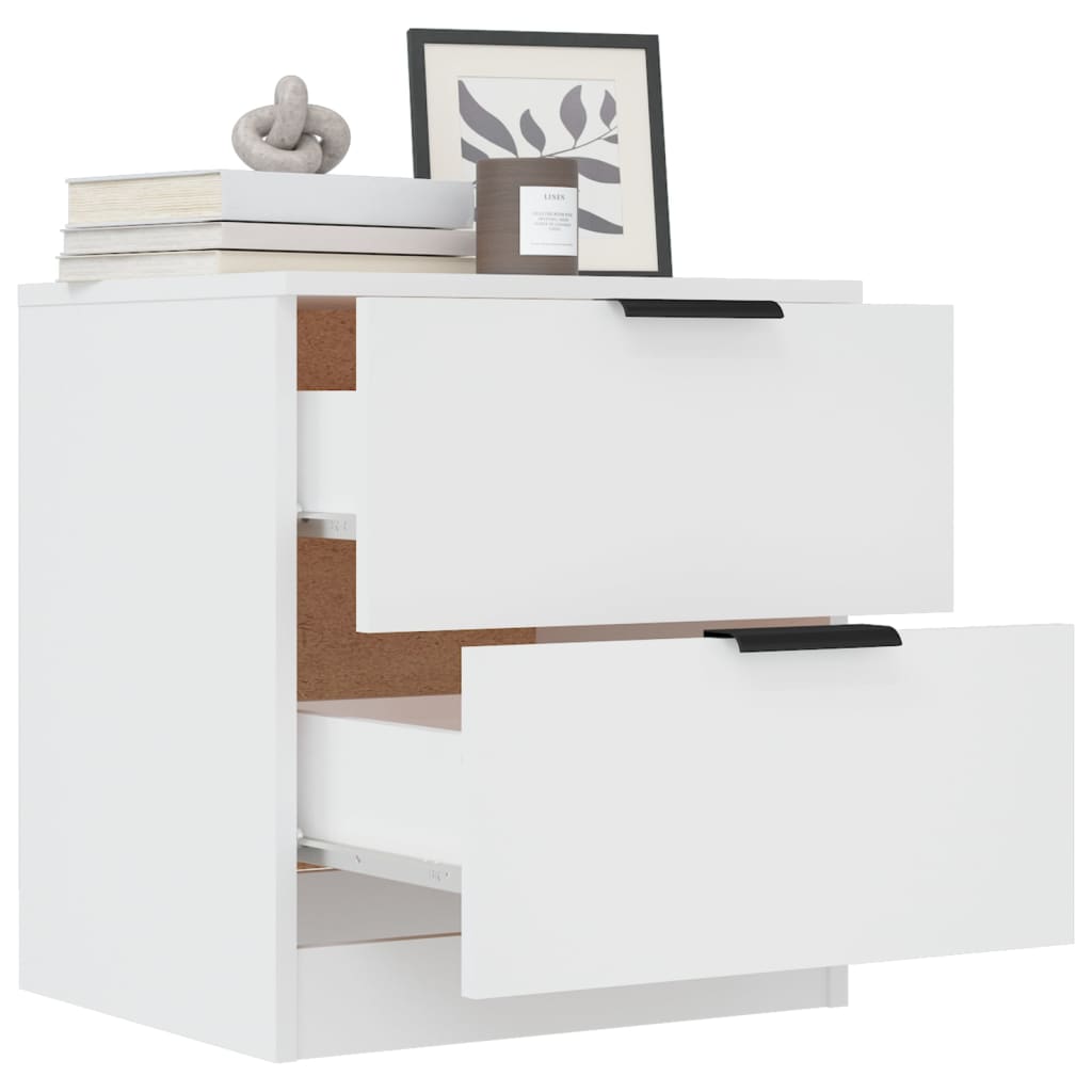 vidaXL Нощни шкафчета, 2 бр, бели, инженерно дърво