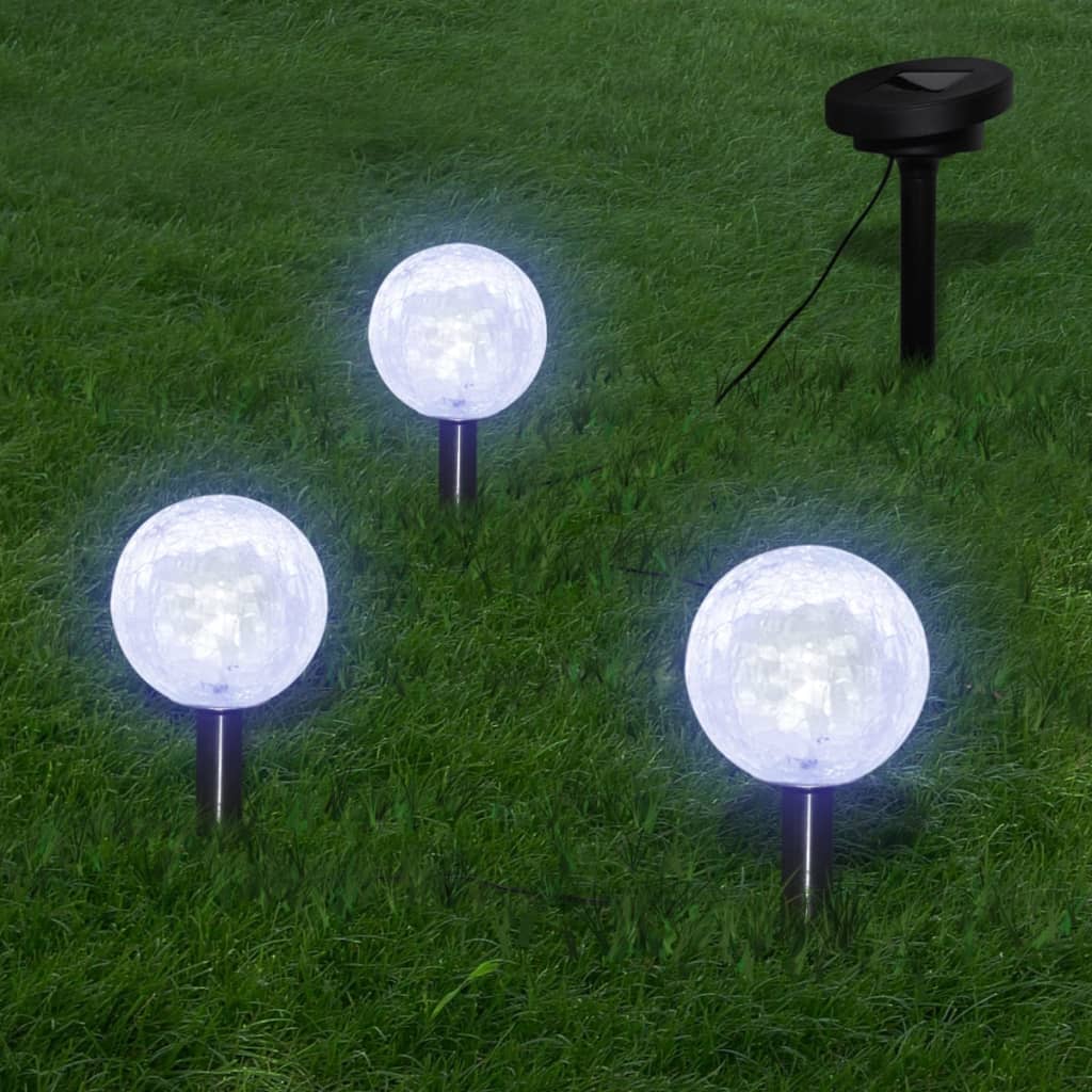 vidaXL Соларни сферични LED градински лампи с анкери и соларен панел