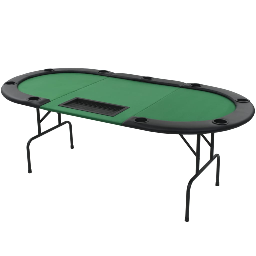 vidaXL Сгъваема покер маса за 9 играчи, овална, зелена