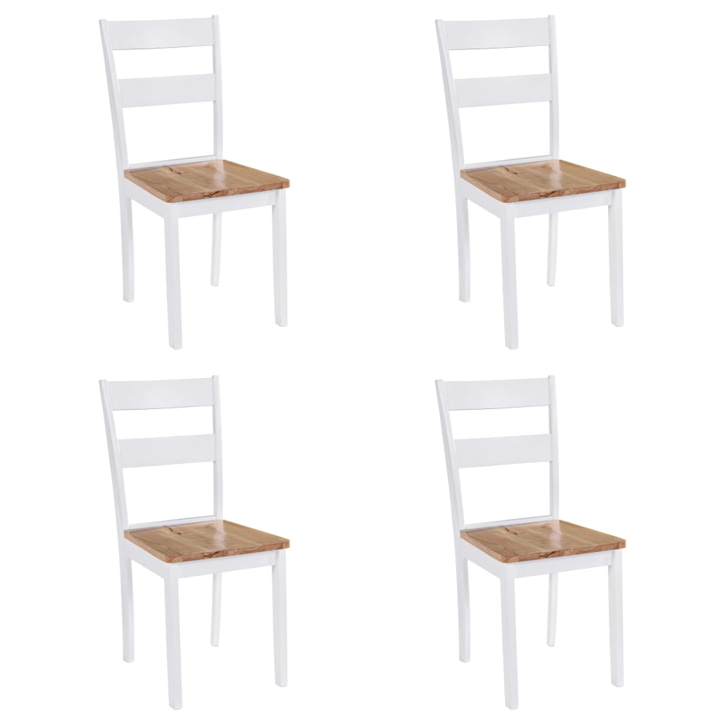 vidaXL Трапезни столове, 4 бр, бели, каучуково дърво масив