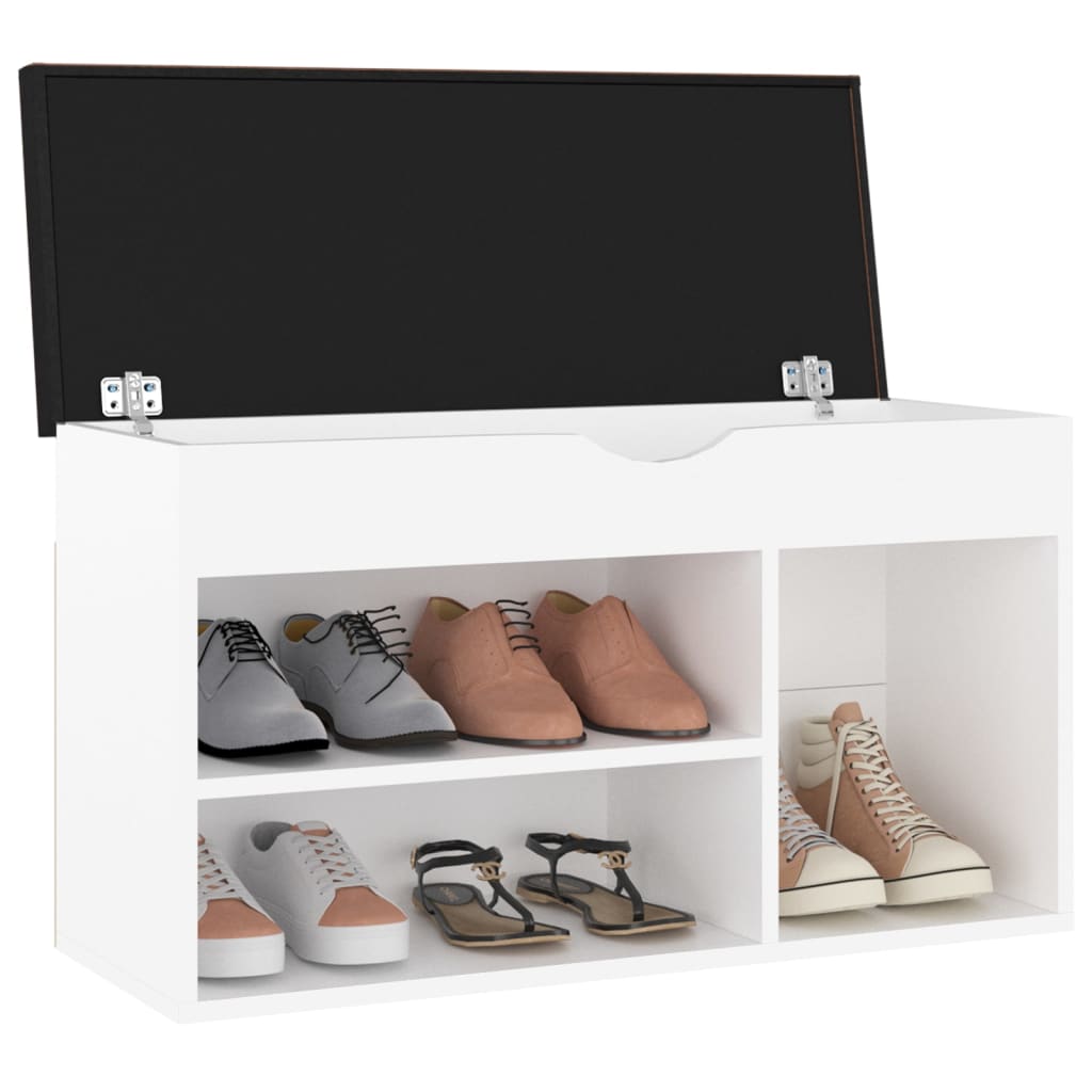 vidaXL Пейка за обувки с възглавница, бяла, 80x30x47 см, ПДЧ