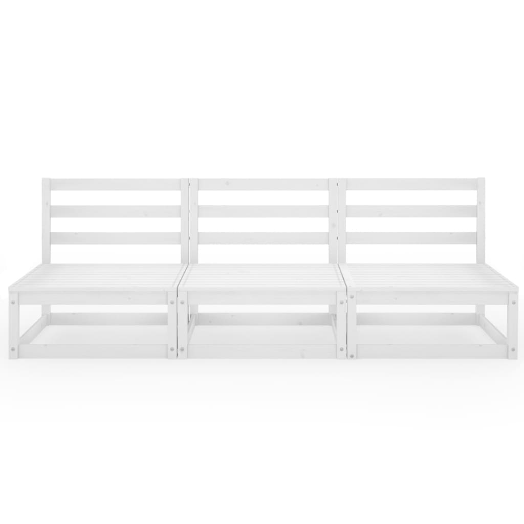 vidaXL Градински 3-местен диван, бял, бор масив