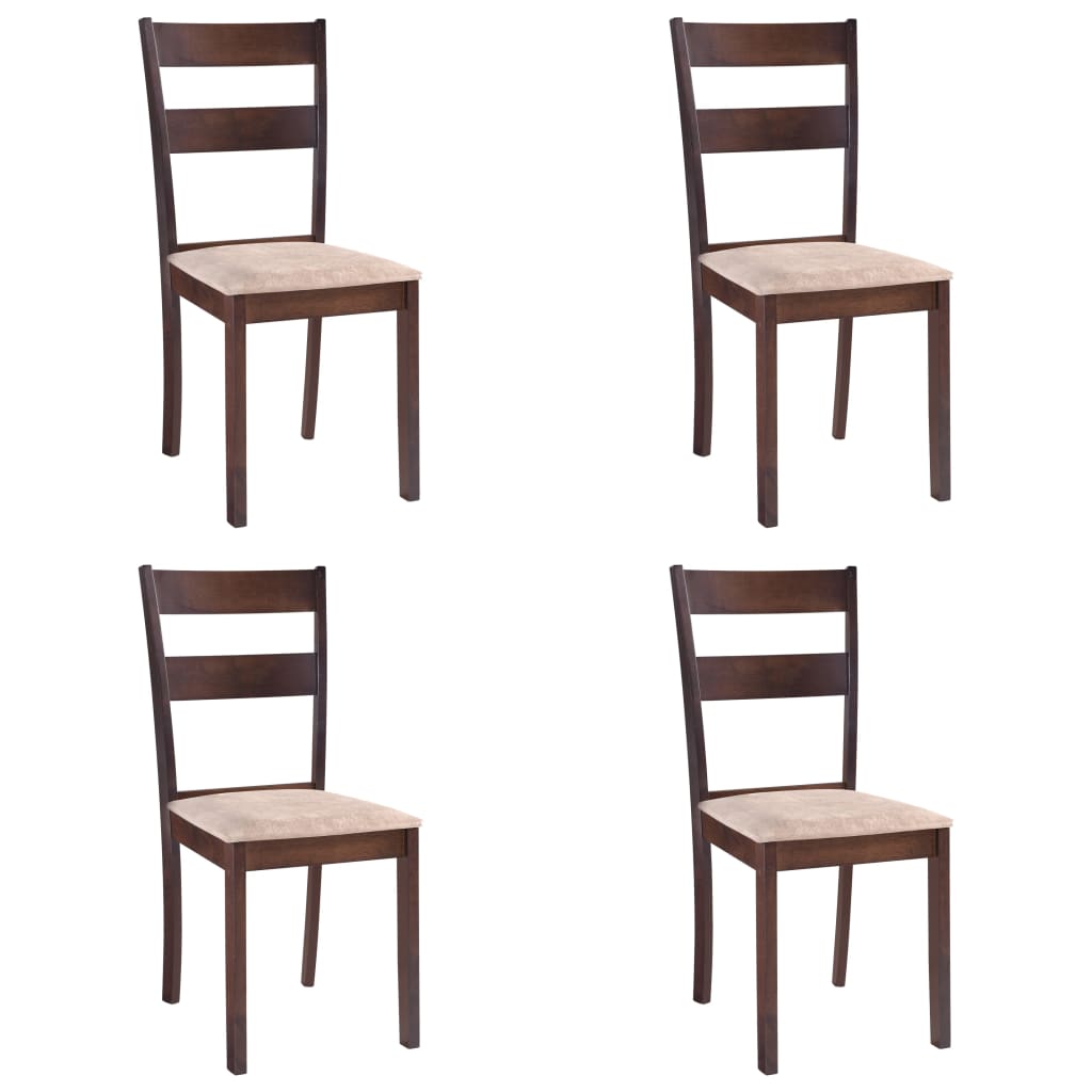 vidaXL Трапезни столове, 4 бр, кафяви, каучуково дърво масив