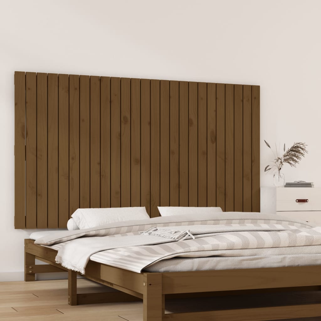 vidaXL Стенна табла за спалня, меденокафява, 159,5x3x90 см, бор масив