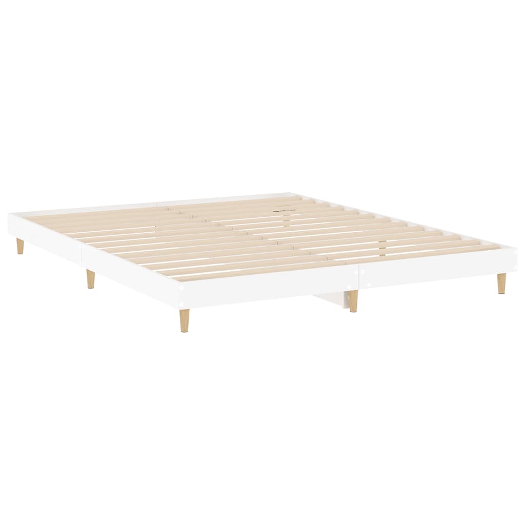 vidaXL Рамка за легло, бяла, 150x200 см, инженерно дърво