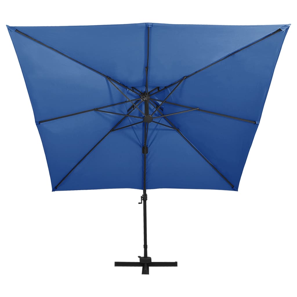 vidaXL Градински чадър чупещо рамо двоен покрив 300x300 см морскосин