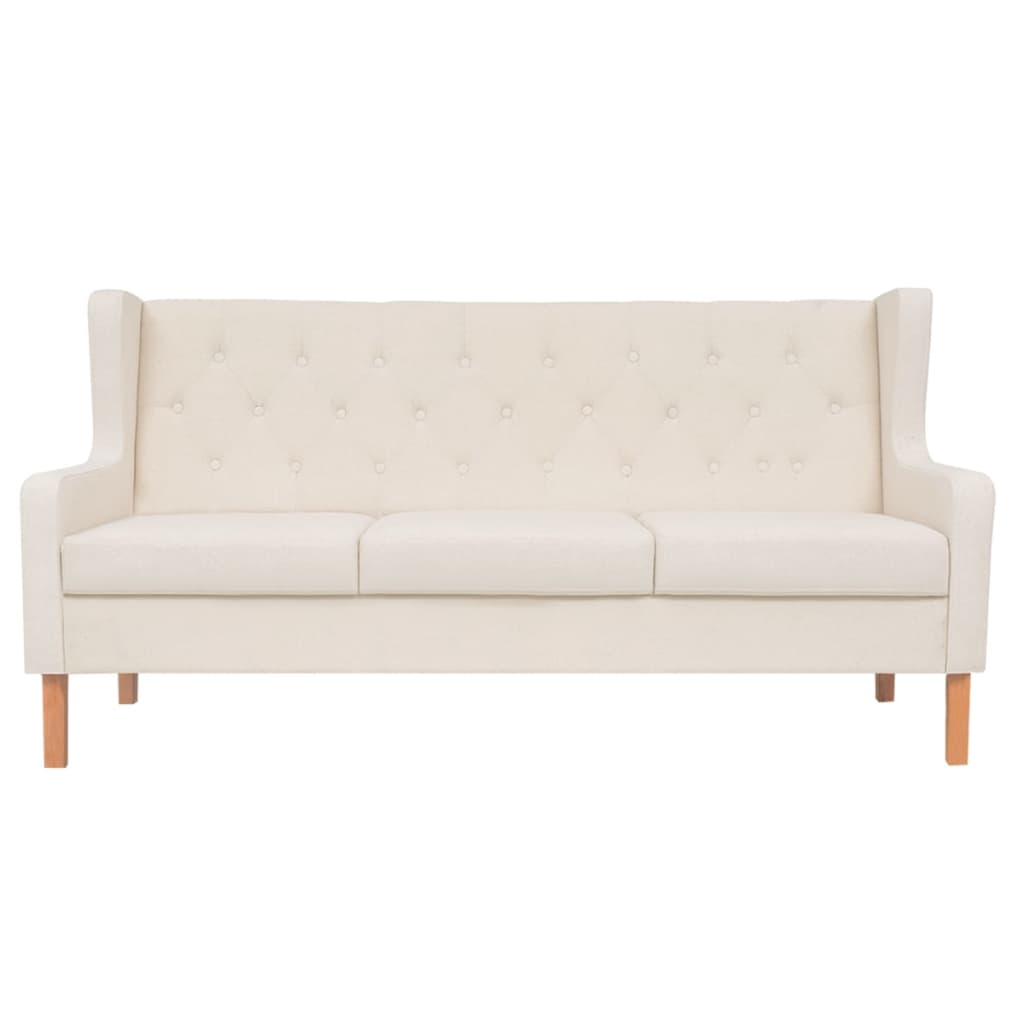 vidaXL 3-местен диван от плат, кремавобял
