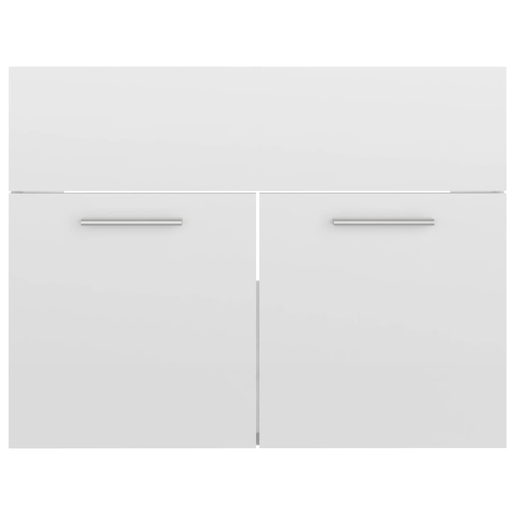 vidaXL Долен шкаф за мивка, бял гланц, 60x38,5x46 см, ПДЧ