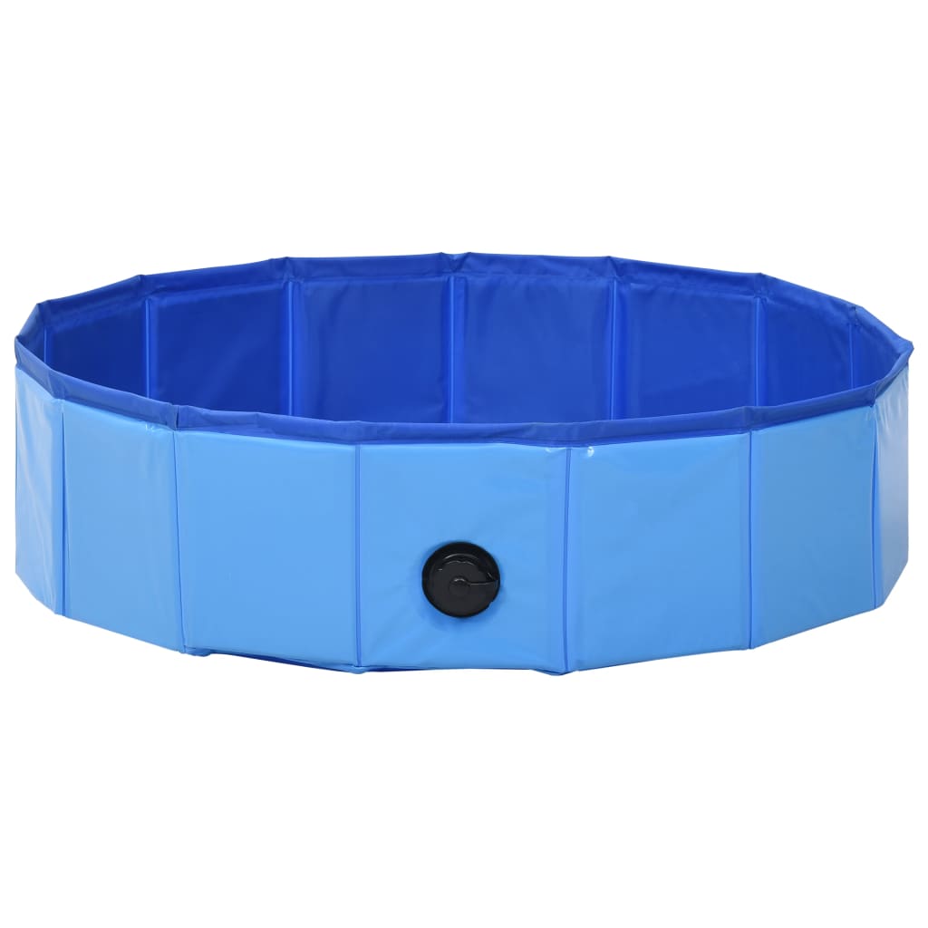 vidaXL Сгъваем басейн за кучета, син, 80x20 см, PVC