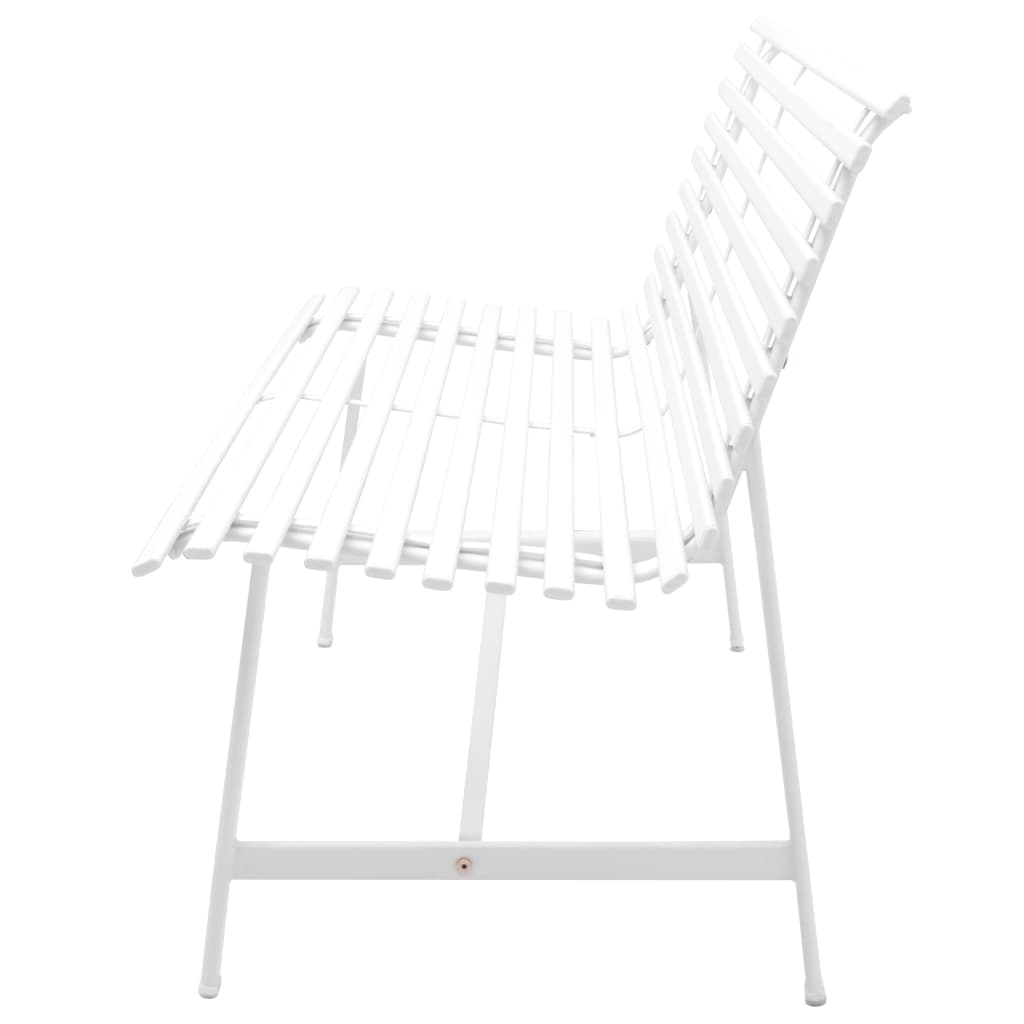 vidaXL Градинска пейка, 150 см, стомана, бяла