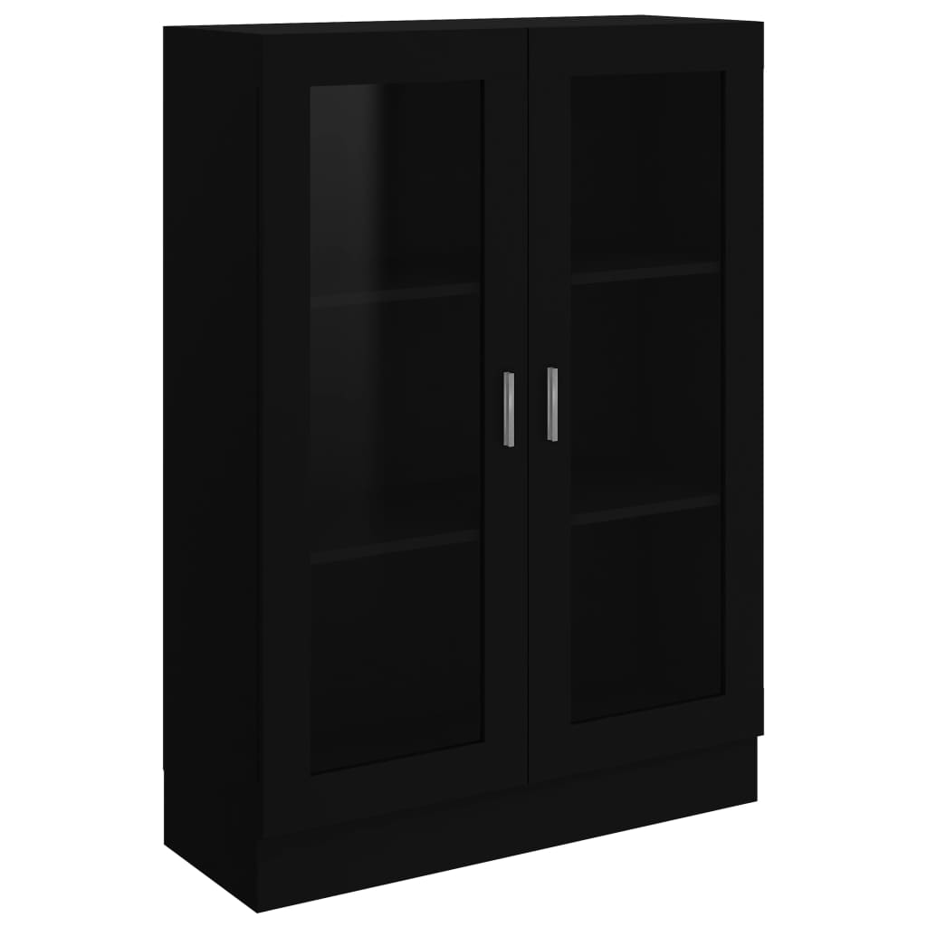 vidaXL Шкаф витрина, черен, 82,5x30,5x115 см, ПДЧ
