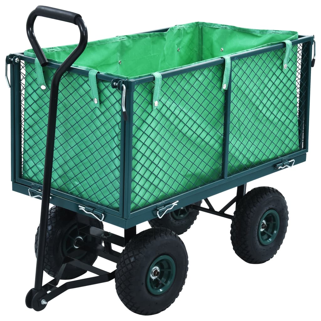 vidaXL Градинска ръчна количка, зелена, 350 кг