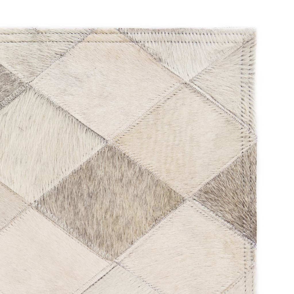 vidaXL Пачуърк килим от кожа, 120x170 см, диамантено сиво