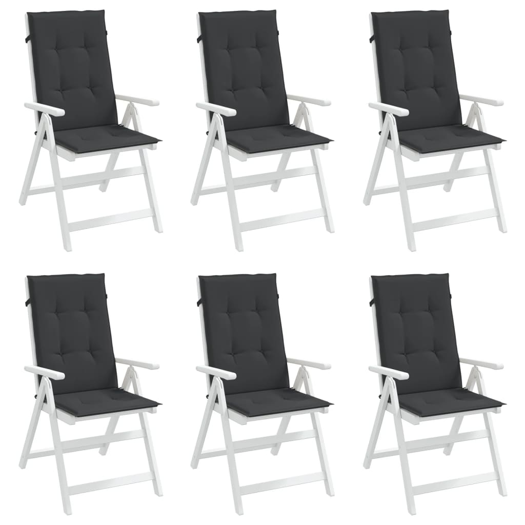 vidaXL Възглавници за столове с облегалки 6 бр черни 120x50x3 см плат
