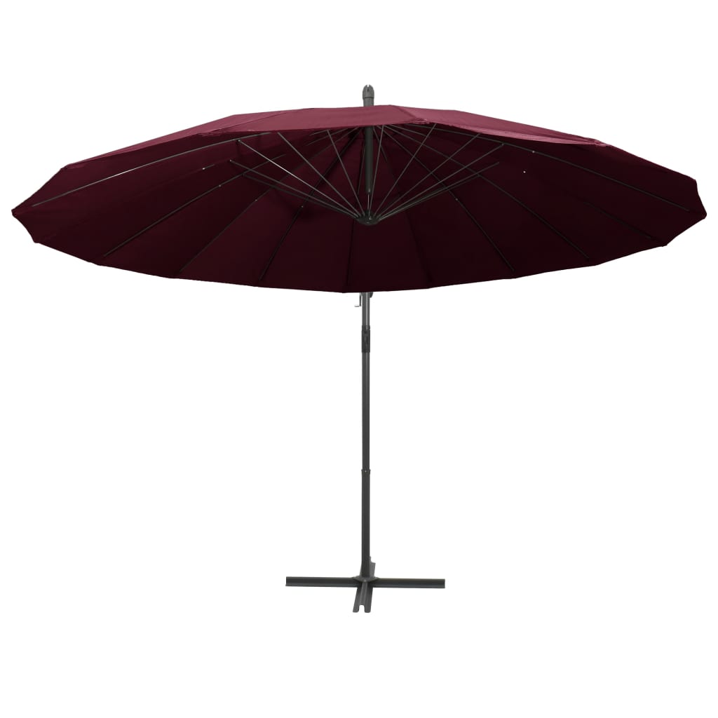 vidaXL Висящ чадър за слънце, бордо, 3 м, алуминиев прът