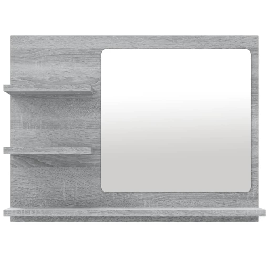 vidaXL Огледало за баня, сив сонома, 60x10,5x45 см, инженерно дърво