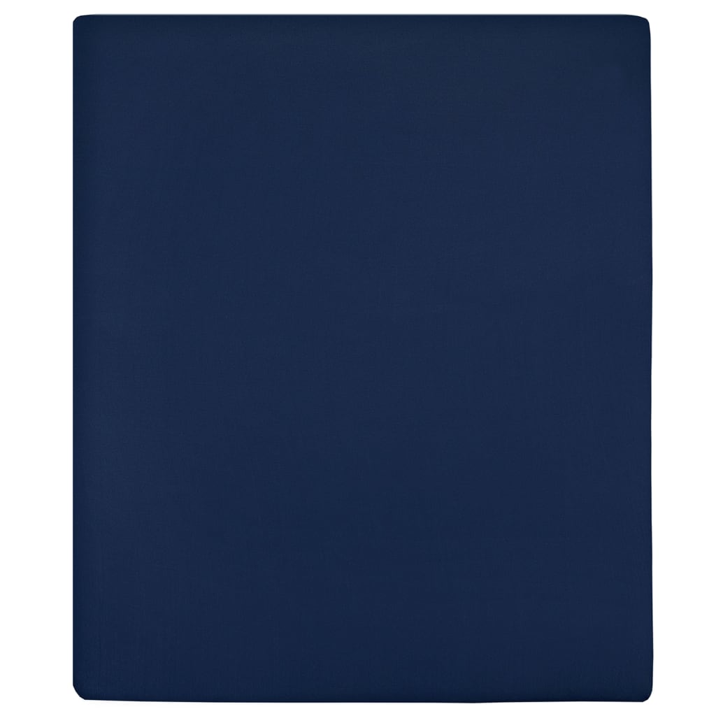 vidaXL Чаршаф с ластик, нейви синьо, 160x200 см, памук