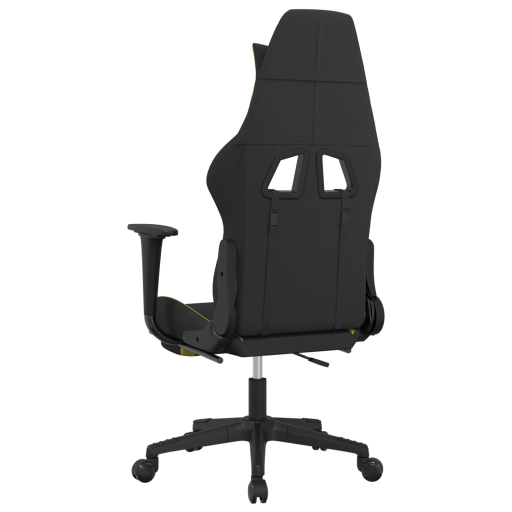 vidaXL Масажен гейминг стол с поставка черно и светлосиво текстил