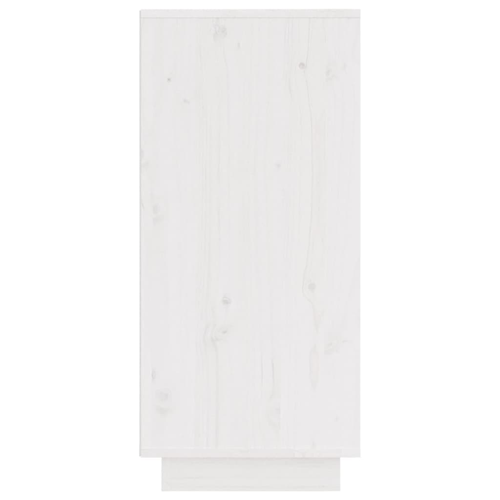 vidaXL Сайдборд, бял, 31,5x34x75 см, бор масив