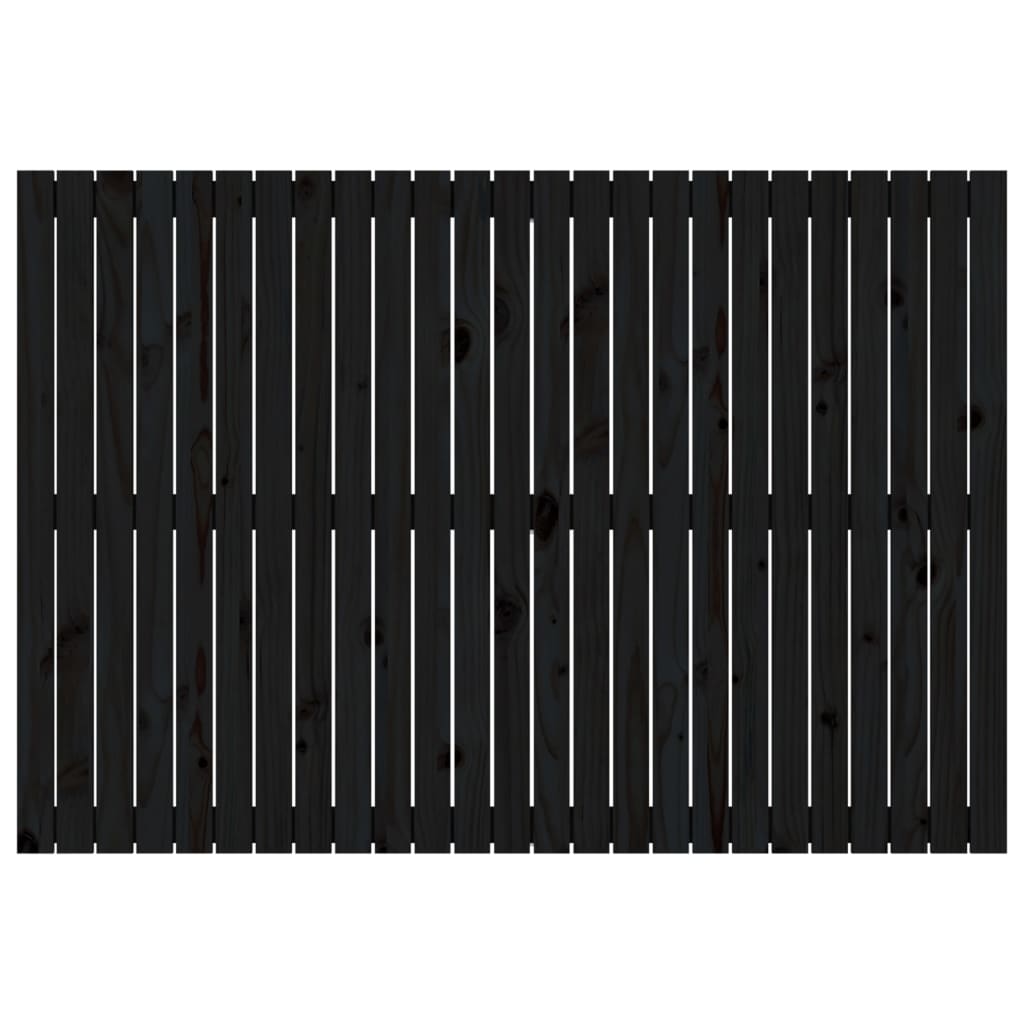 vidaXL Стенна табла за спалня черна, 159,5x3x110см, борово дърво масив