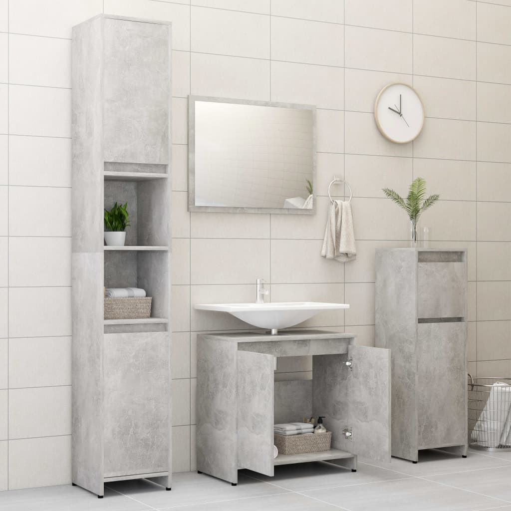 vidaXL Шкаф за баня, бетонно сив, 60x33x61 см, ПДЧ