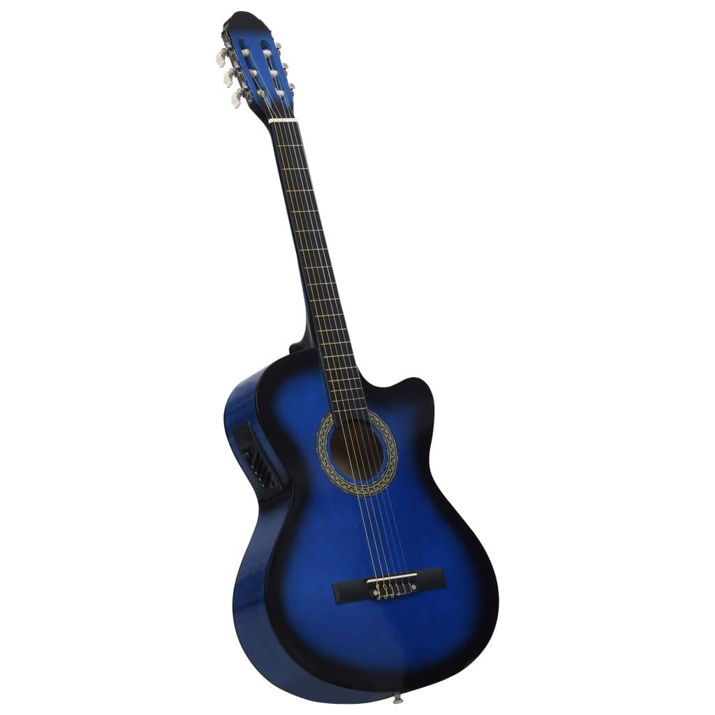 vidaXL Уестърн класическа cutaway китара с еквалайзер и 6 струни синя