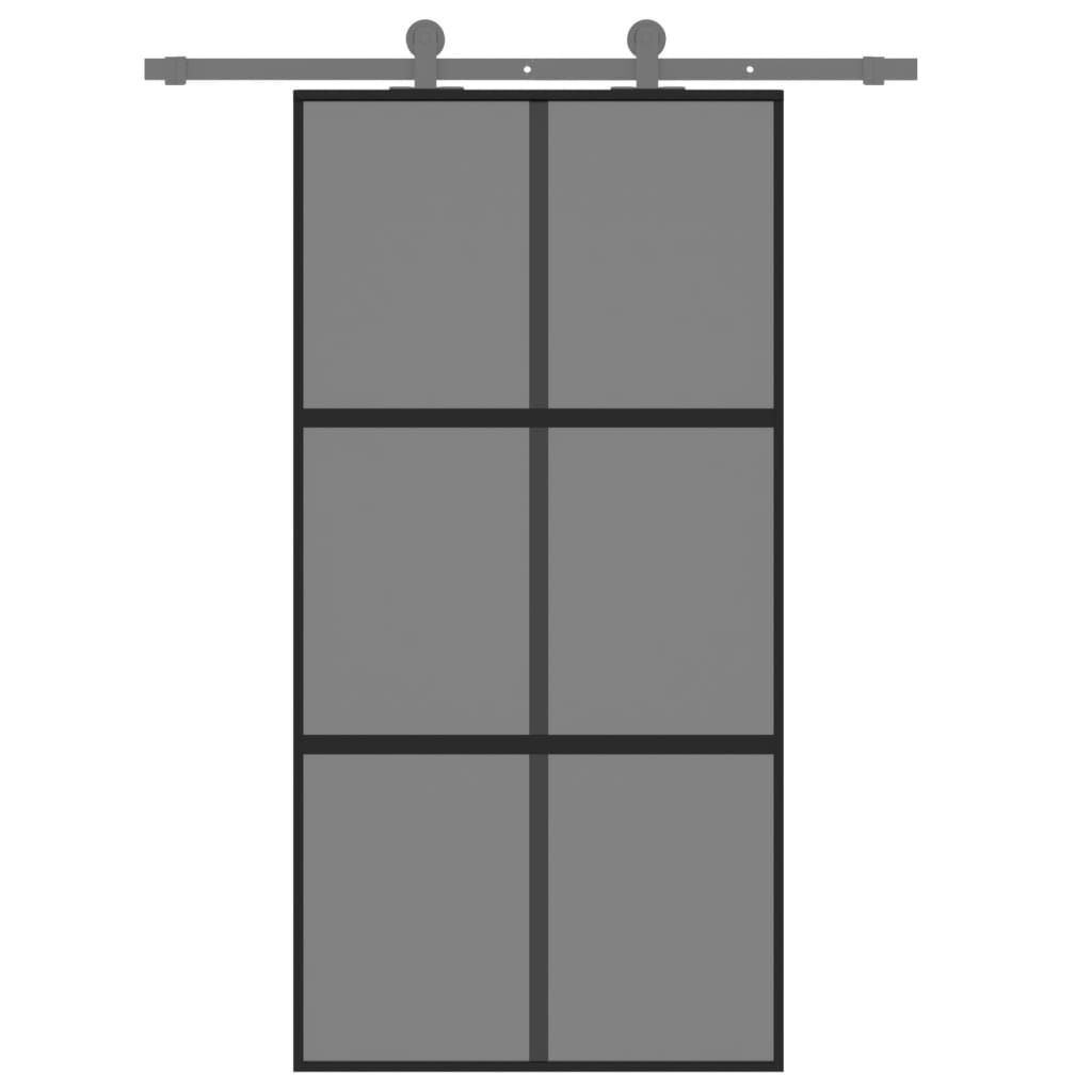 vidaXL Плъзгаща се врата черна 102,5x205 см закалено стъкло и алуминий
