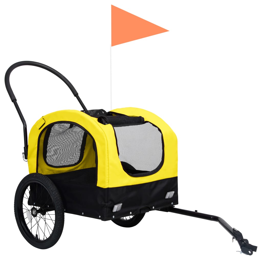 vidaXL 2-в-1 кучешко ремарке за велосипеди и джогинг, жълто и черно