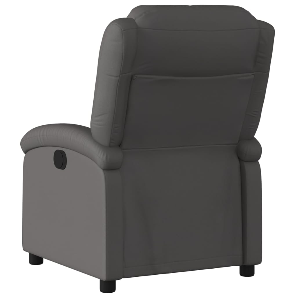 vidaXL Електрически наклоняем стол, сив, естествена кожа