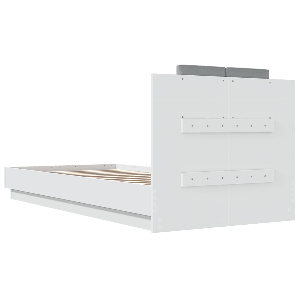 vidaXL Рамка за легло с табла, бяла, 90x200 см, инженерно дърво