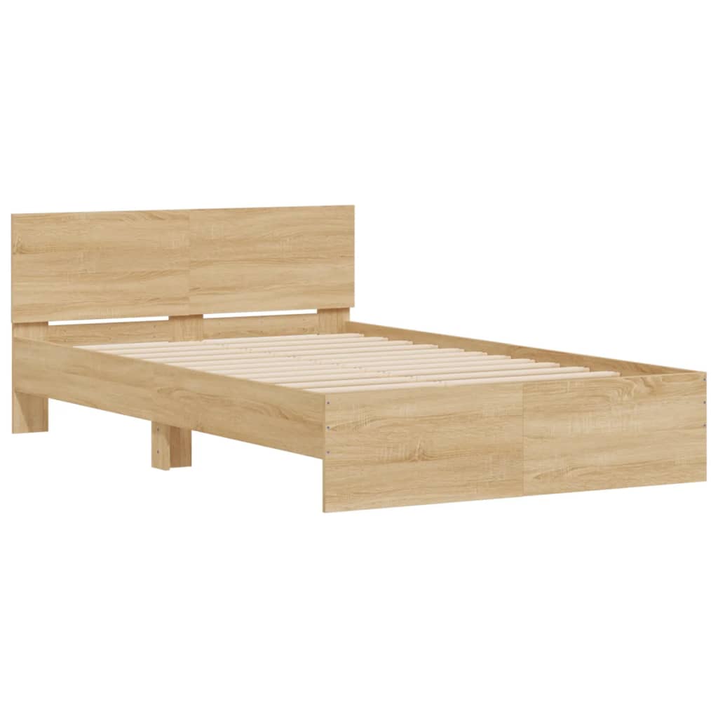vidaXL Рамка за легло с табла, сонома дъб, 120x190 см
