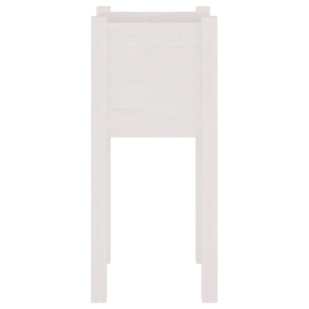 vidaXL Градински сандък, бял, 31x31x70 см, бор масив