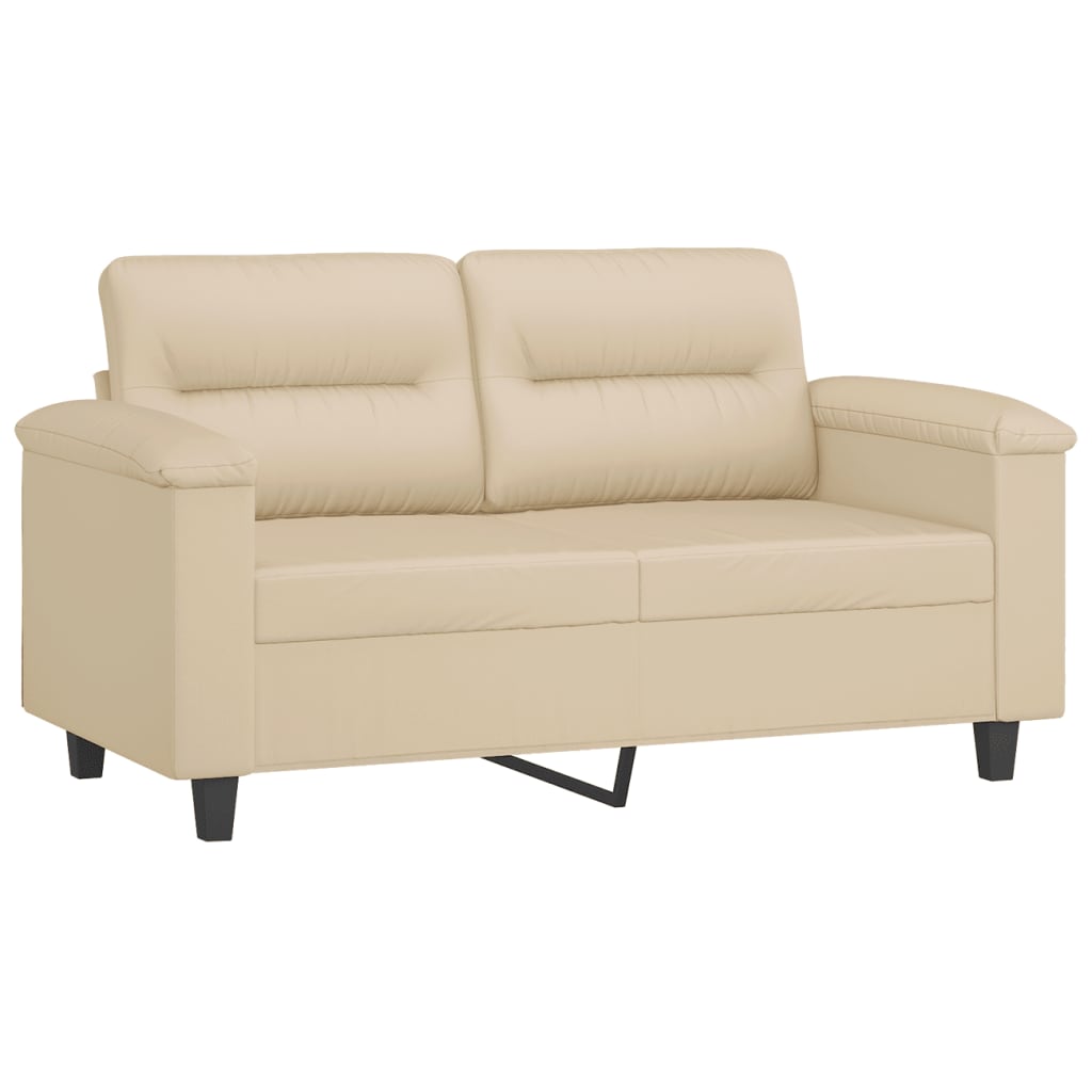 vidaXL 2-местен диван с възглавници кремав 120 см микрофибърен плат