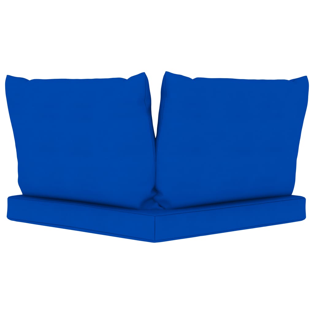 vidaXL Градински 2-местен диван от палети със сини възглавници бор