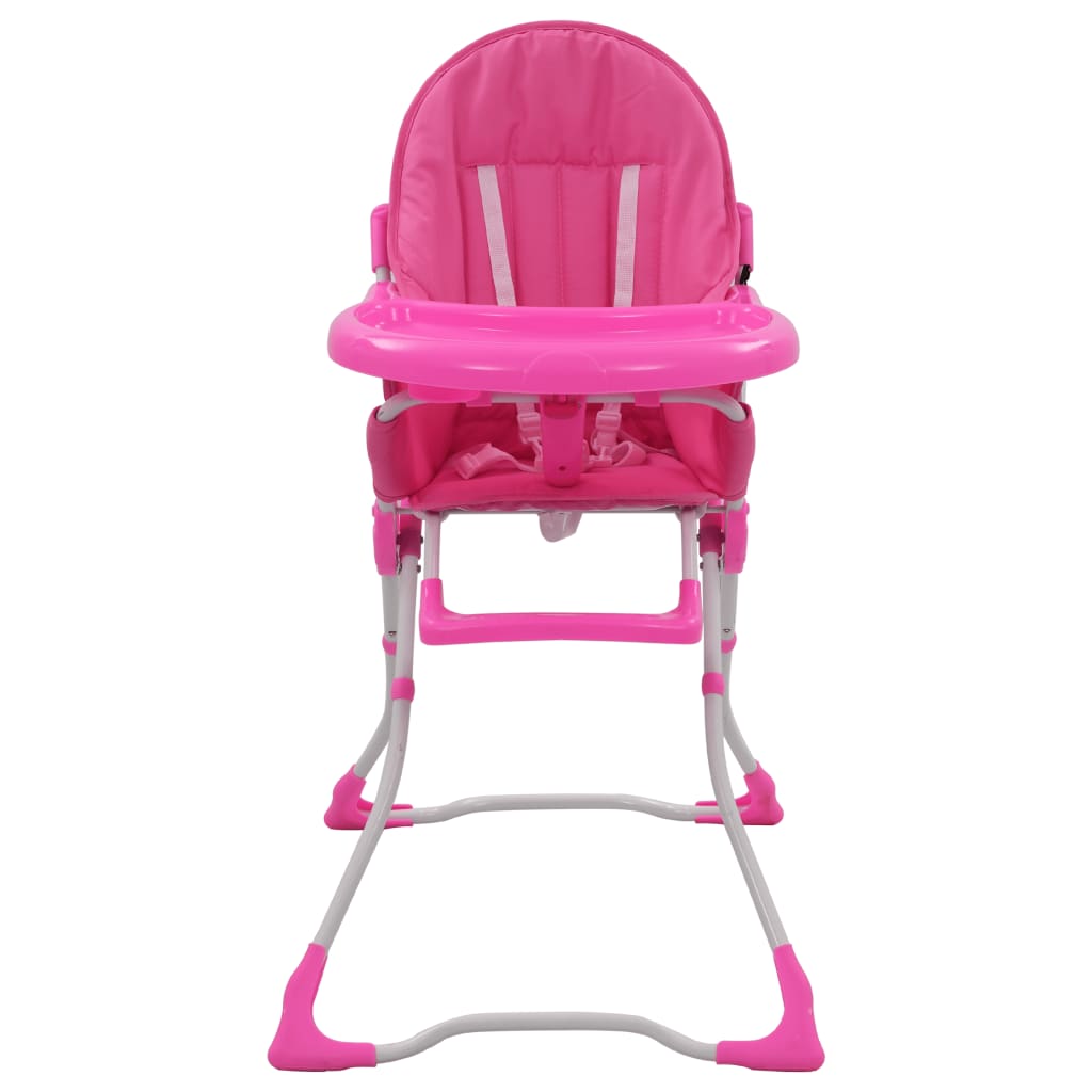 vidaXL Високо бебешко столче за хранене, розово и бяло