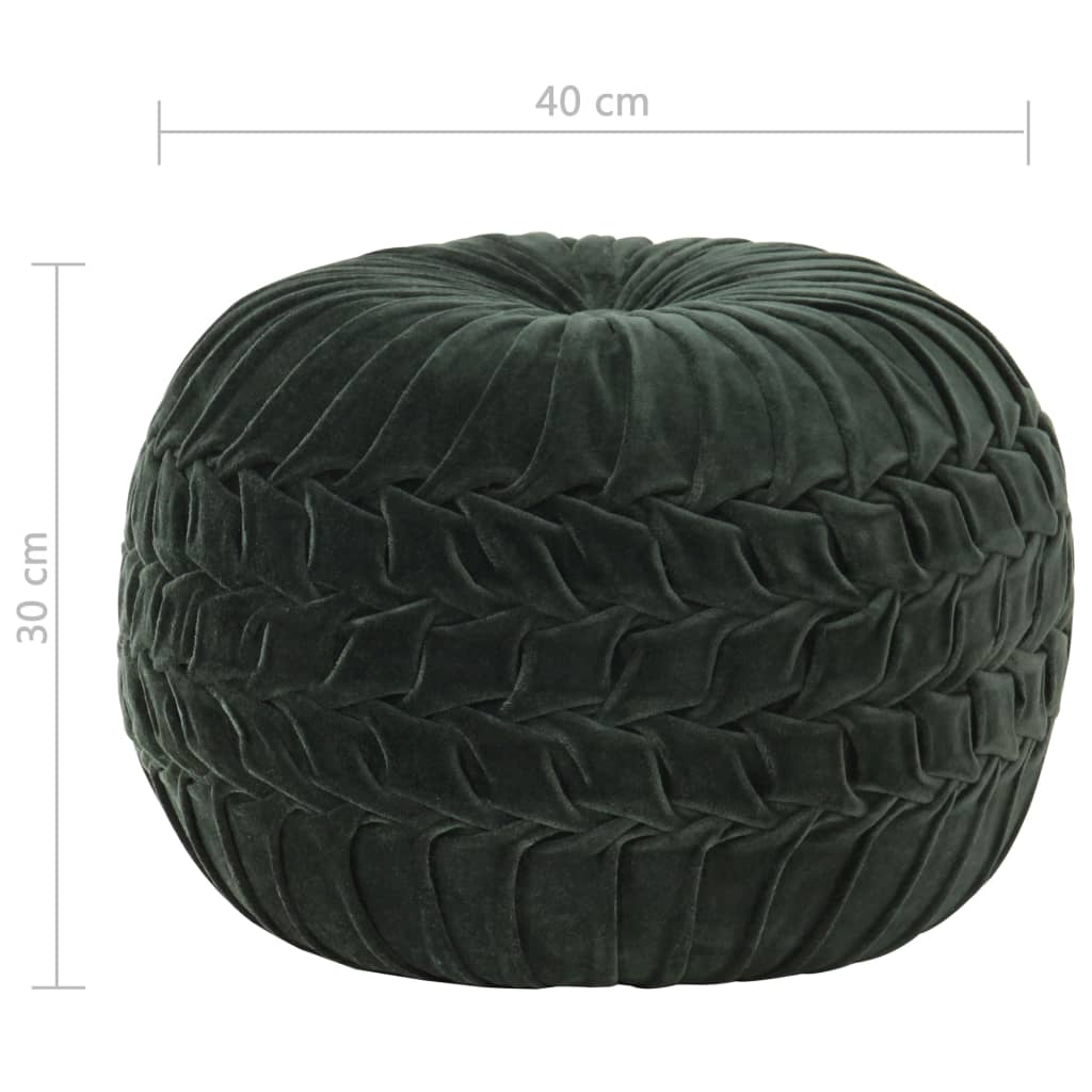 vidaXL Пуф, памучно кадифе, дизайн с набори, 40х30 см, зелен
