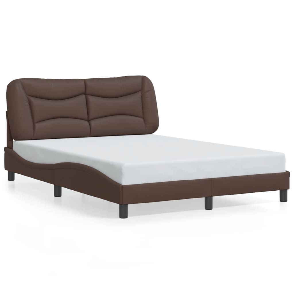 vidaXL Рамка за легло с табла, кафява, 120x200 см, изкуствена кожа