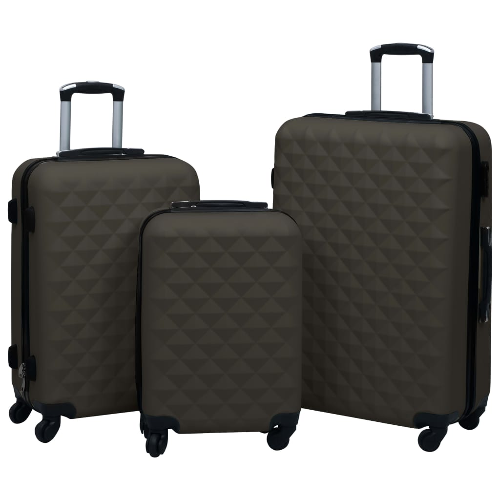 vidaXL Комплект твърди куфари с колелца, 3 бр, антрацит, ABS