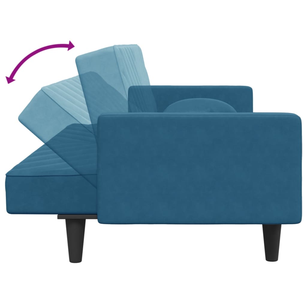 vidaXL Комплект дивани 2 части с възглавници син кадифе