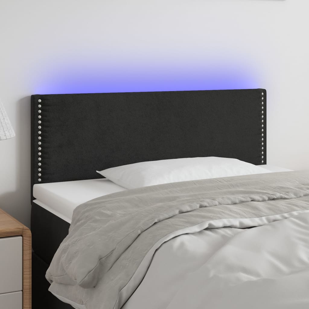 vidaXL LED горна табла за легло, черна, 80x5x78/88 см, кадифе