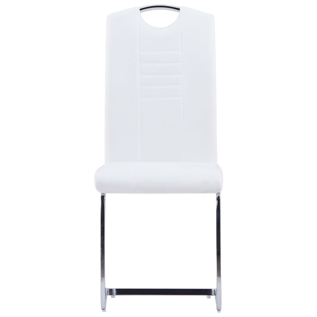 vidaXL Конзолни трапезни столове, 4 бр, бели, изкуствена кожа