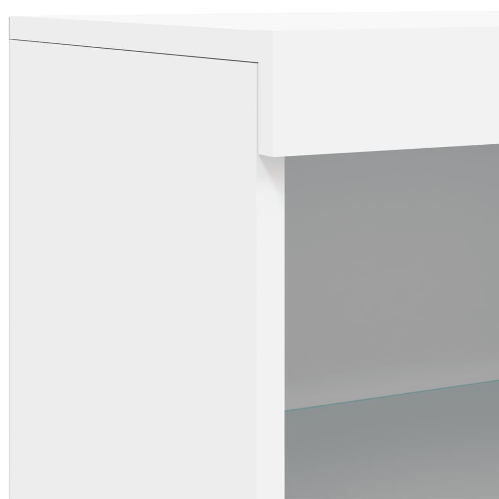 vidaXL Сайдборд с LED светлини, бял, 60,5x37x100 см