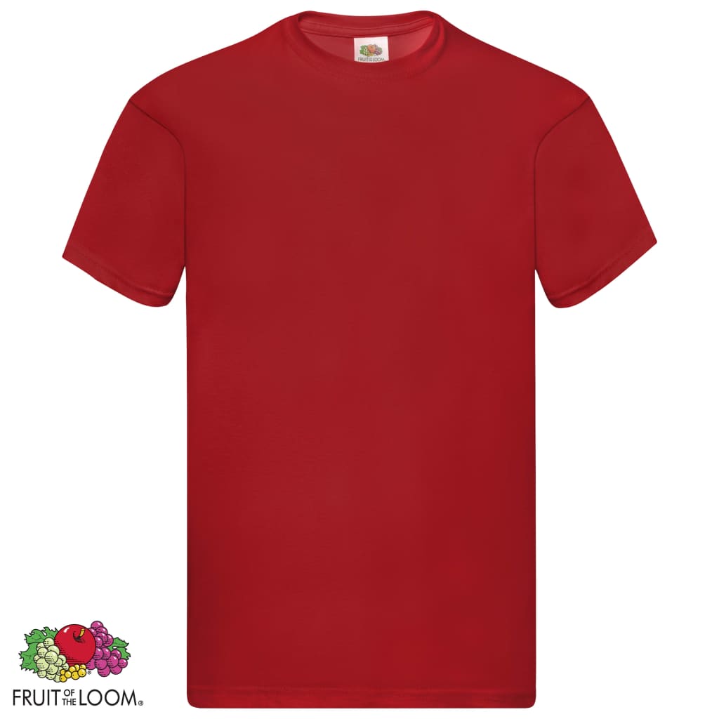 Fruit of the Loom Оригинални тениски, 5 бр, червени, 3XL, памук