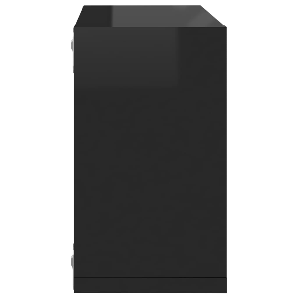 vidaXL Стенни кубични рафтове, 2 бр, черен гланц, 26x15x26 см
